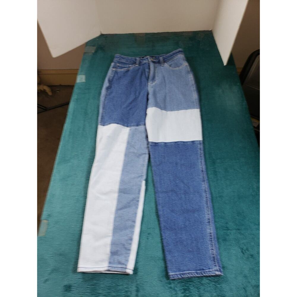 Hollister Jeans Sz 3 Womens Blue Denim Pants Ladies Patchwork High Rise Mom - Picture 1 of 13
